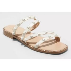 A New Day Hollis Embellished Slide Sandals White Size 11